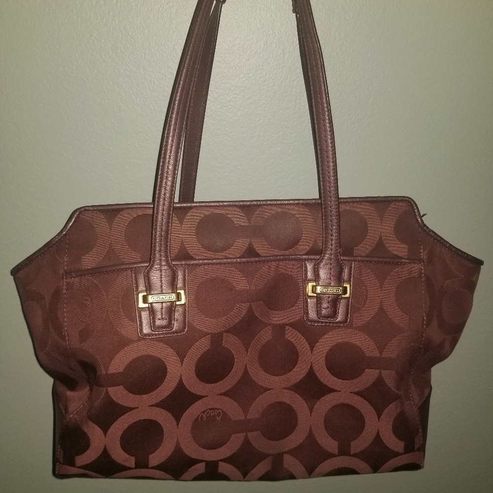 ** Sold Coach Signature Jacquard Satchel - Picture 1 of 9